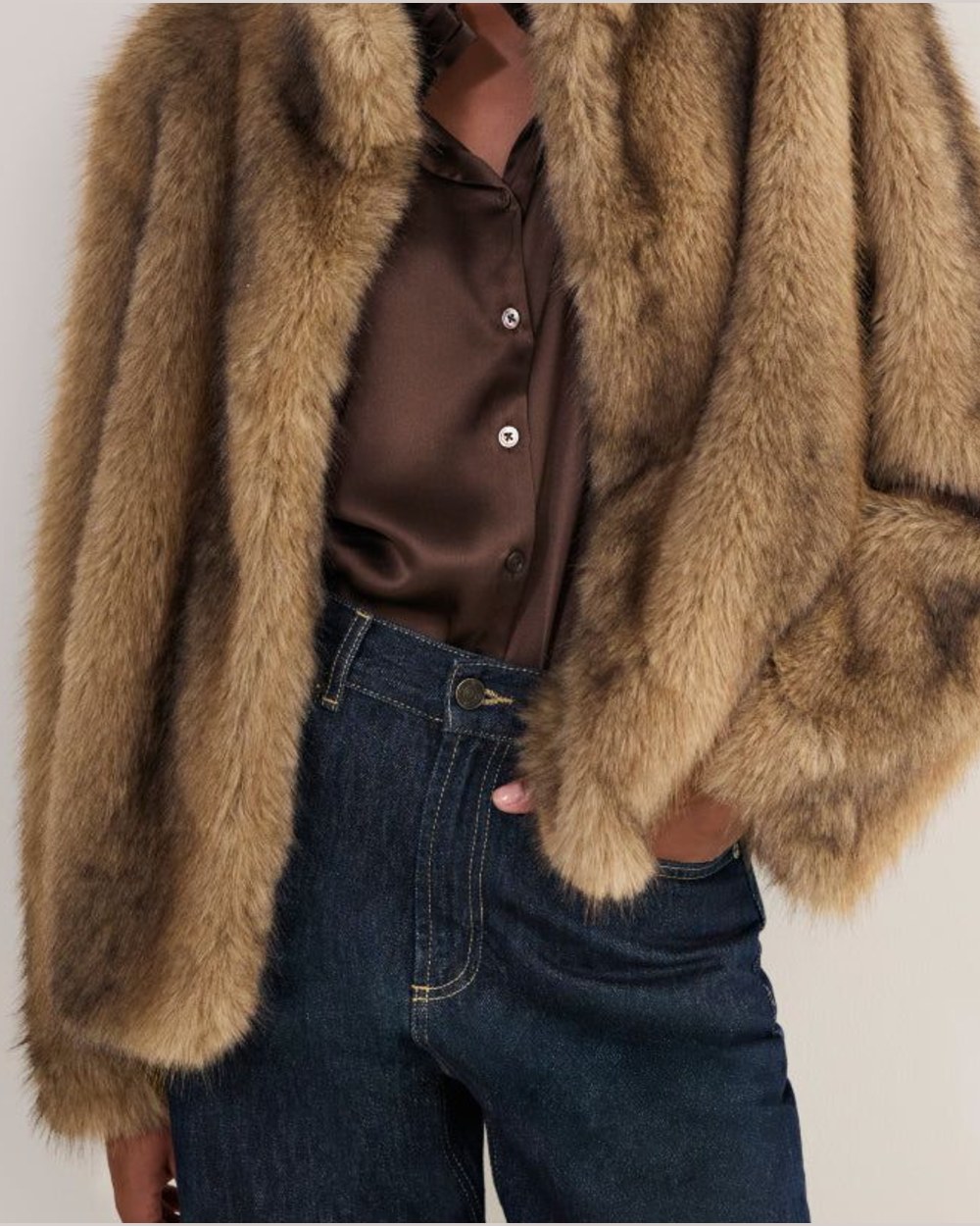 Wyse Frankie Faux Fur Jacket, Oatmeal